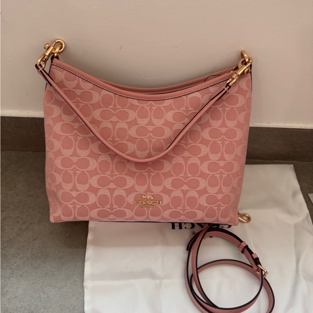 Coach Pink Signature Jacquard Shoulder Bag - Coach